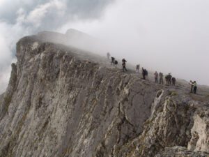 Hikers on the Ridge of Skala, Mount Olympus