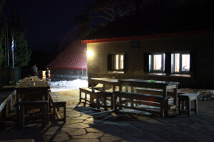 Night at Spilios Agapitos Refuge Terrace, Mount Olympus