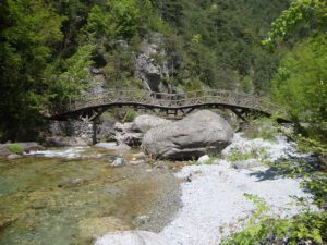 Wooden Bridge on the E4 Trail Between Prionia and Litochoro