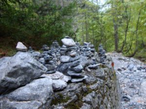 Stone Cairns Along a Mountain Stream, Mount Olympus