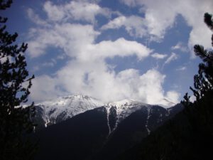 Snow-Capped Peaks Above the Forests of Mount Olympus