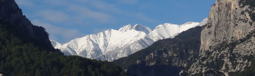 Snow capped tops of Mount Olympus