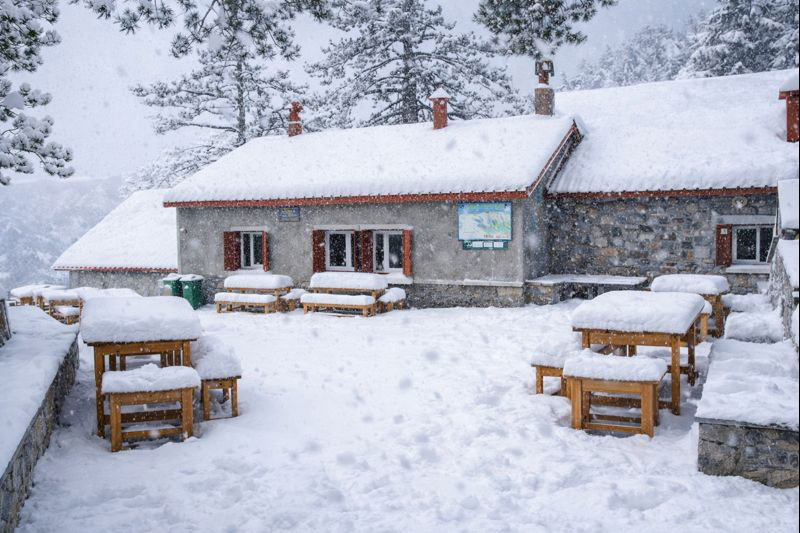 Refuge A in Winter, Mount Olympus