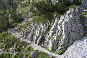 Mountain Trail Through Alpine Terrain on Mount Olympus